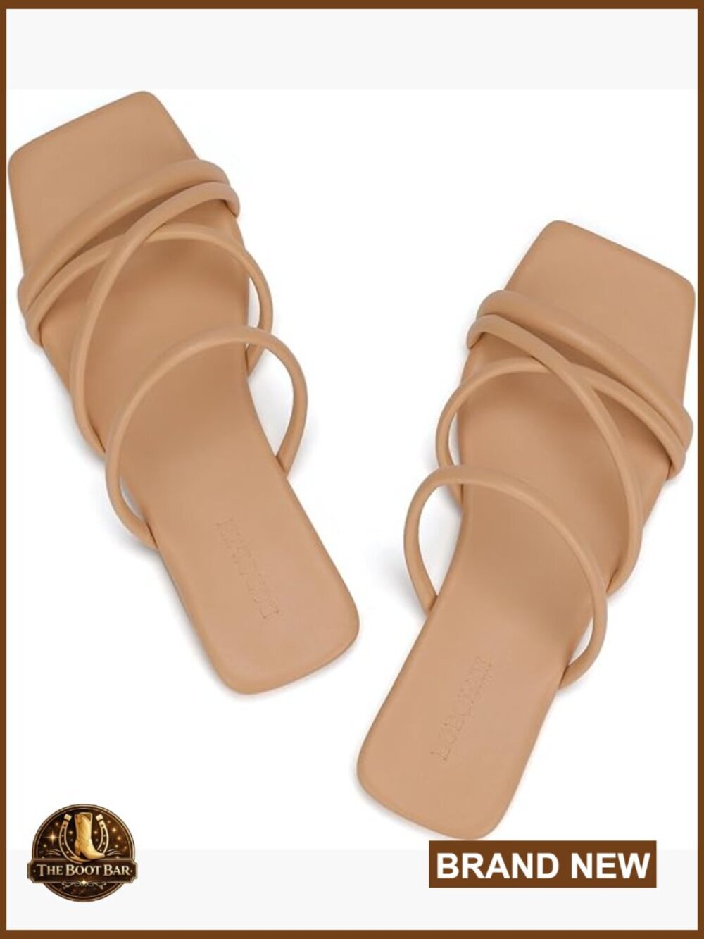 Strappy Square Toe Flat Sandals Wide Width Comfort Slip On
